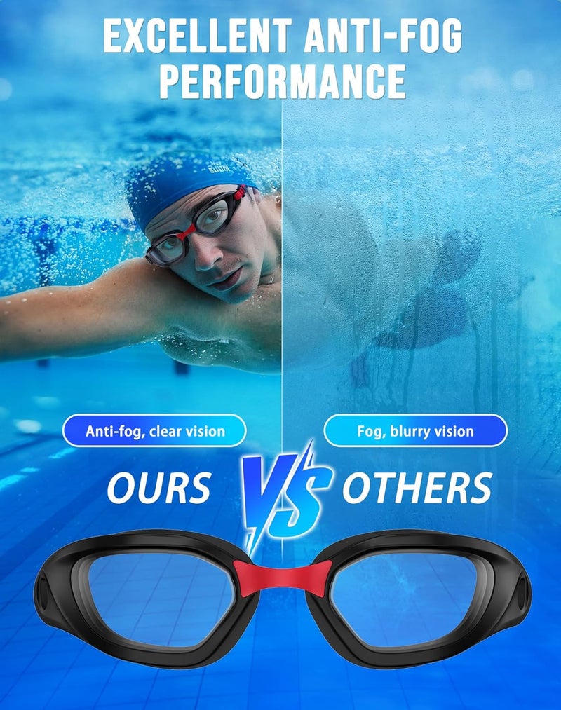 Vegemono Swim Goggles, Unisex Adult Swimming Goggles Anti Fog Anti UV No Leakage Wide View for Men Women Youth - Image 3